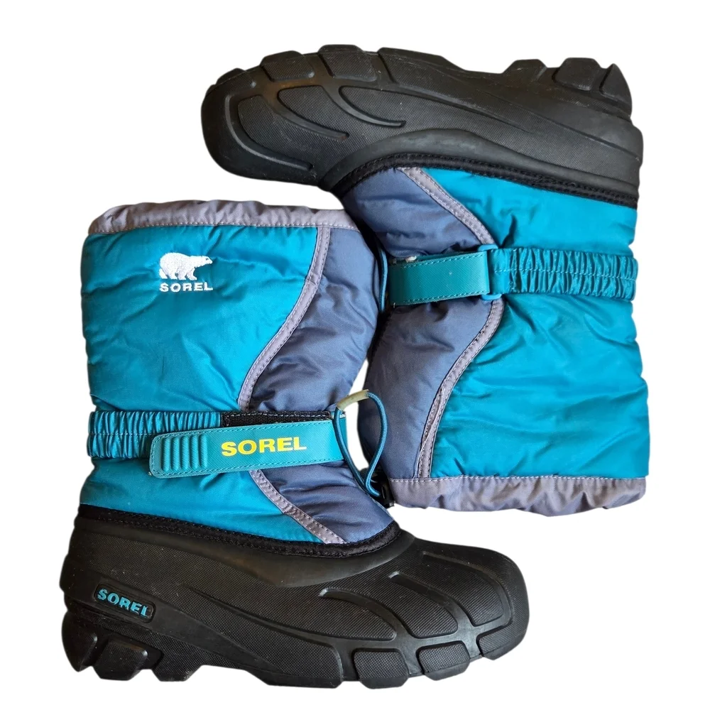 Sorel Kids' Blue and Black Winter Boots YOUTH 6